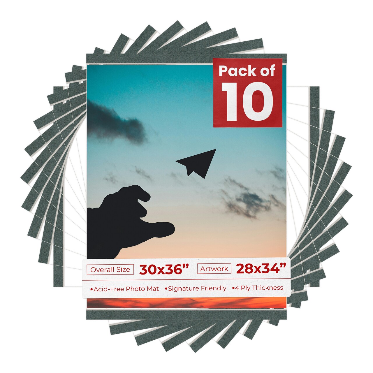 Dark Grey Suede Mat Board for 30x36 Frames - Fits 28x34 Photos